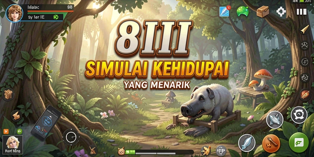 Screenshot gameplay 8II menampilkan simulasi kehidupan yang kaya.