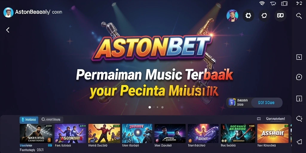 Screenshot utama ASTONBET menampilkan pemain menikmati permainan musik yang menegangkan.