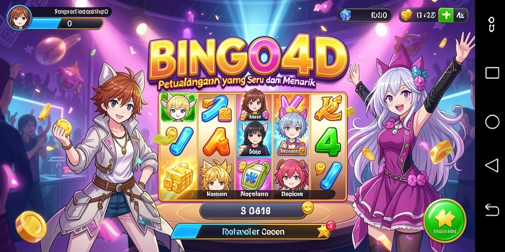 Screenshot dari gameplay BINGO4D yang menampilkan karakter Anime eksplorasi.