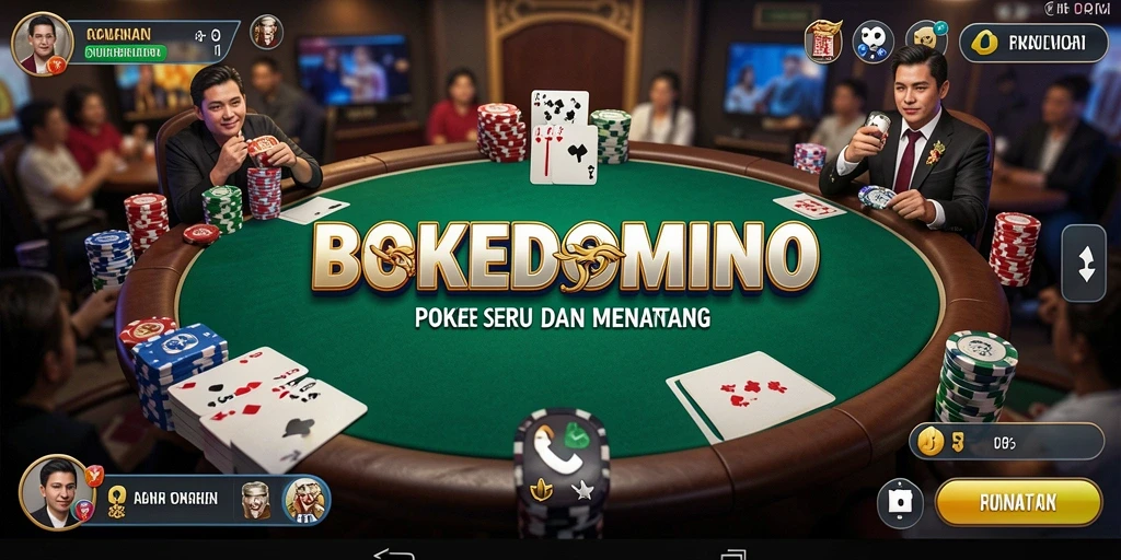 Tampilan gameplay poker yang seru di BOKEDOMINO.
