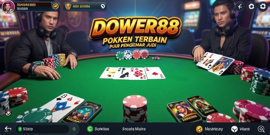 Screenshot gameplay DOWER88 menunjukkan suasana permainan Poker yang seru.