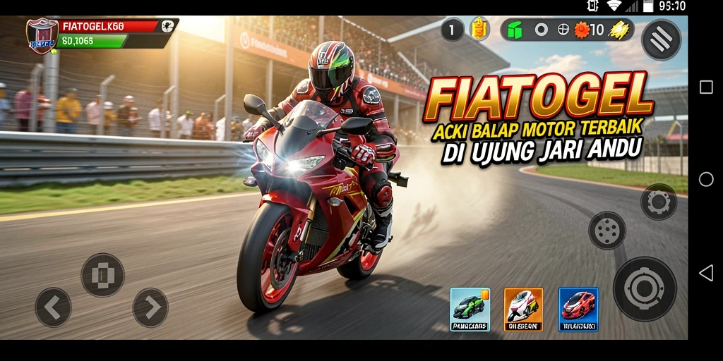 Gameplay seru dan mendebarkan di balapan motor FIATOGEL.