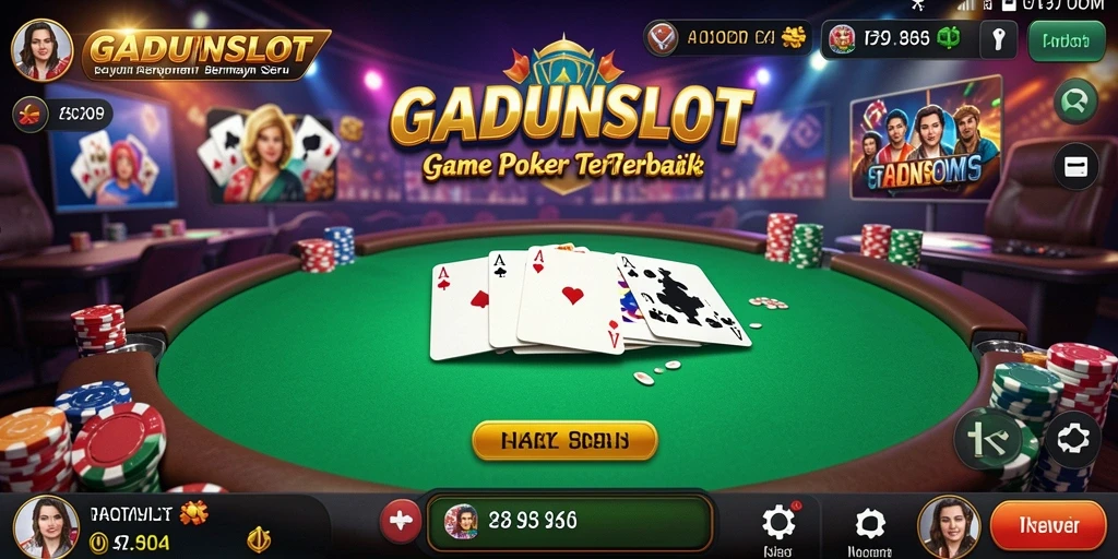Tampilan menarik dari gameplay poker di GADUNSLOT.