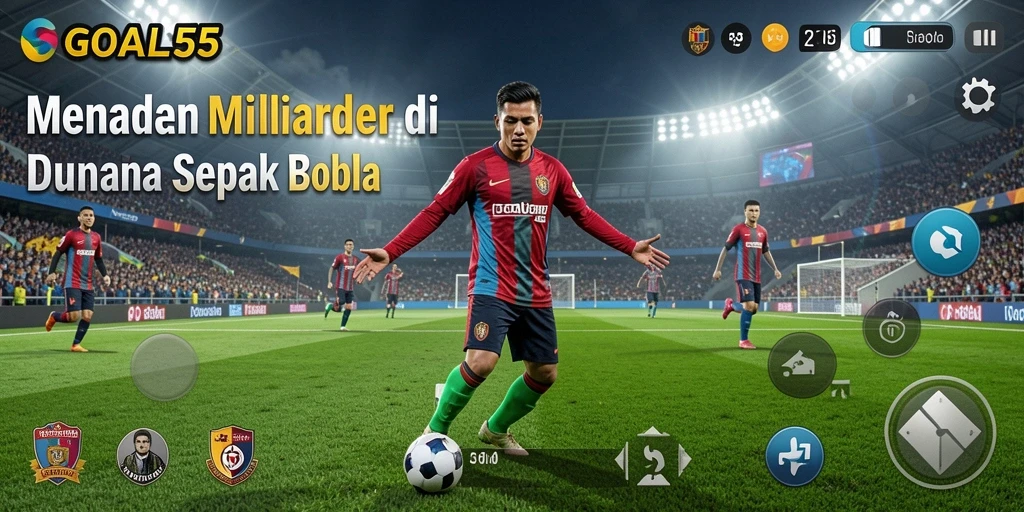 Tampilan menarik dari gameplay manajemen klub sepak bola.