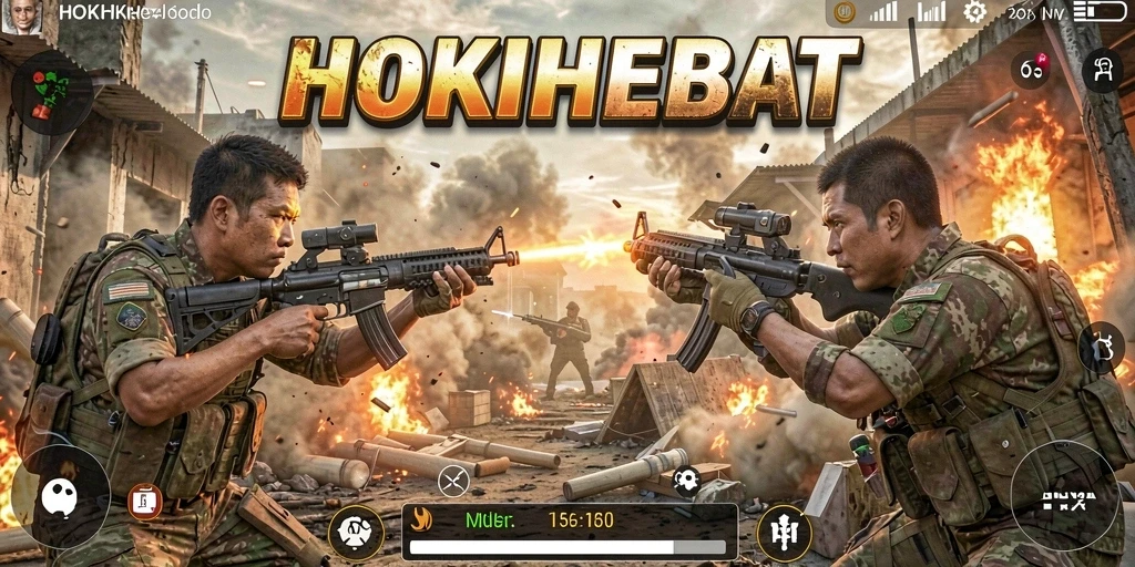 Screenshot HOKIHEBAT menunjukkan aksi seru di medan perang TPS.