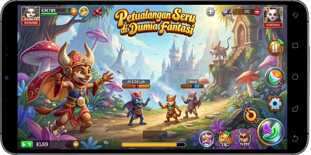 Screenshot gameplay KM789 menampilkan petualangan mendebarkan di dunia fantasi.