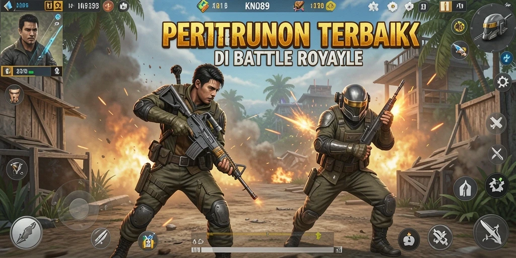 Screenshot gameplay KNO89 menunjukkan aksi seru di arena Battle Royale.