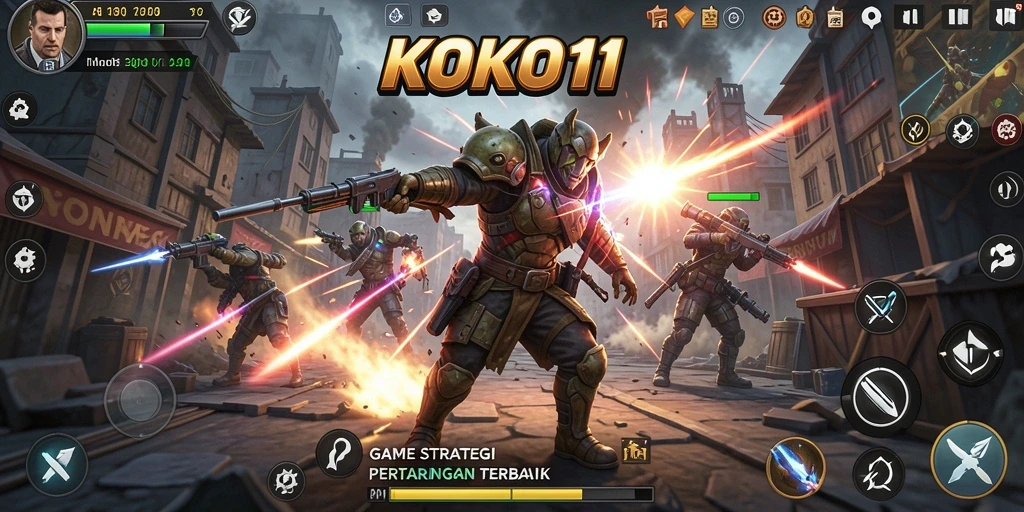 Tampilan gameplay KOKO11 dengan strategi bertarung yang intens.