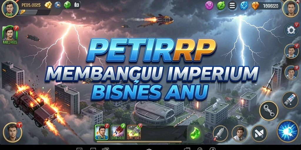 Screenshot utama PETIRRP yang menunjukkan antarmuka gameplay Tycoon.