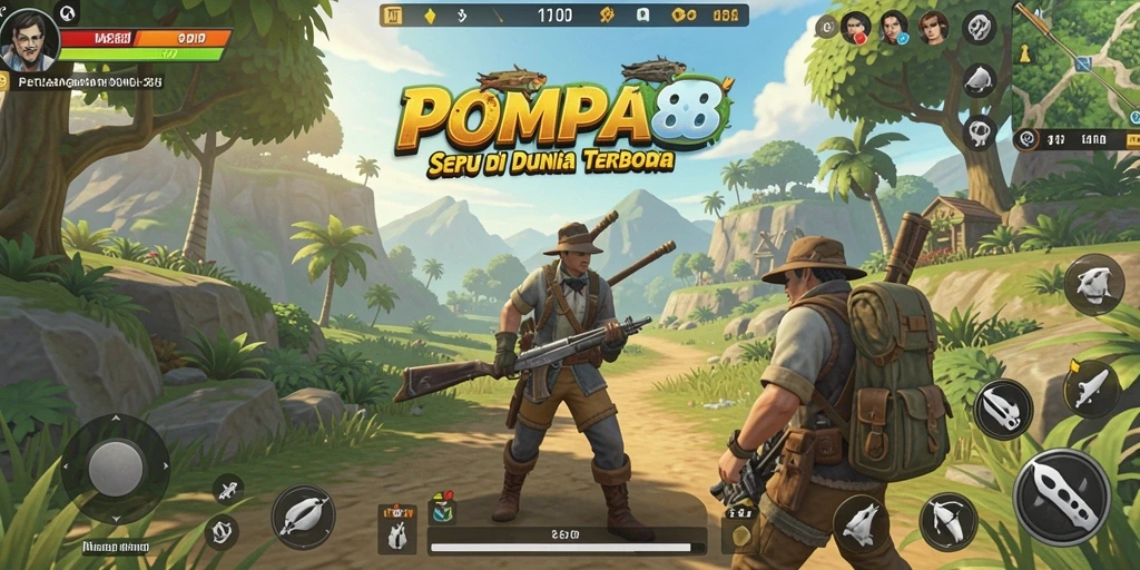 Screenshot gameplay POMPA88 menampilkan dunia terbuka yang indah.
