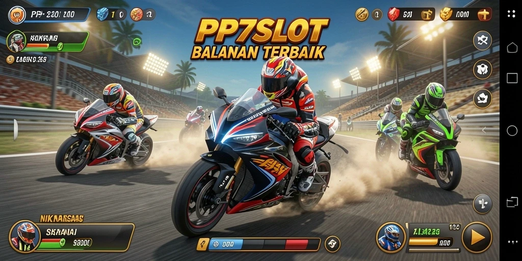 Tampilan penuh adrenalin dalam balapan motor.