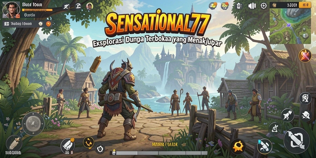 Screenshot gameplay SENSATIONAL77 menampilkan petualangan dalam dunia terbuka.